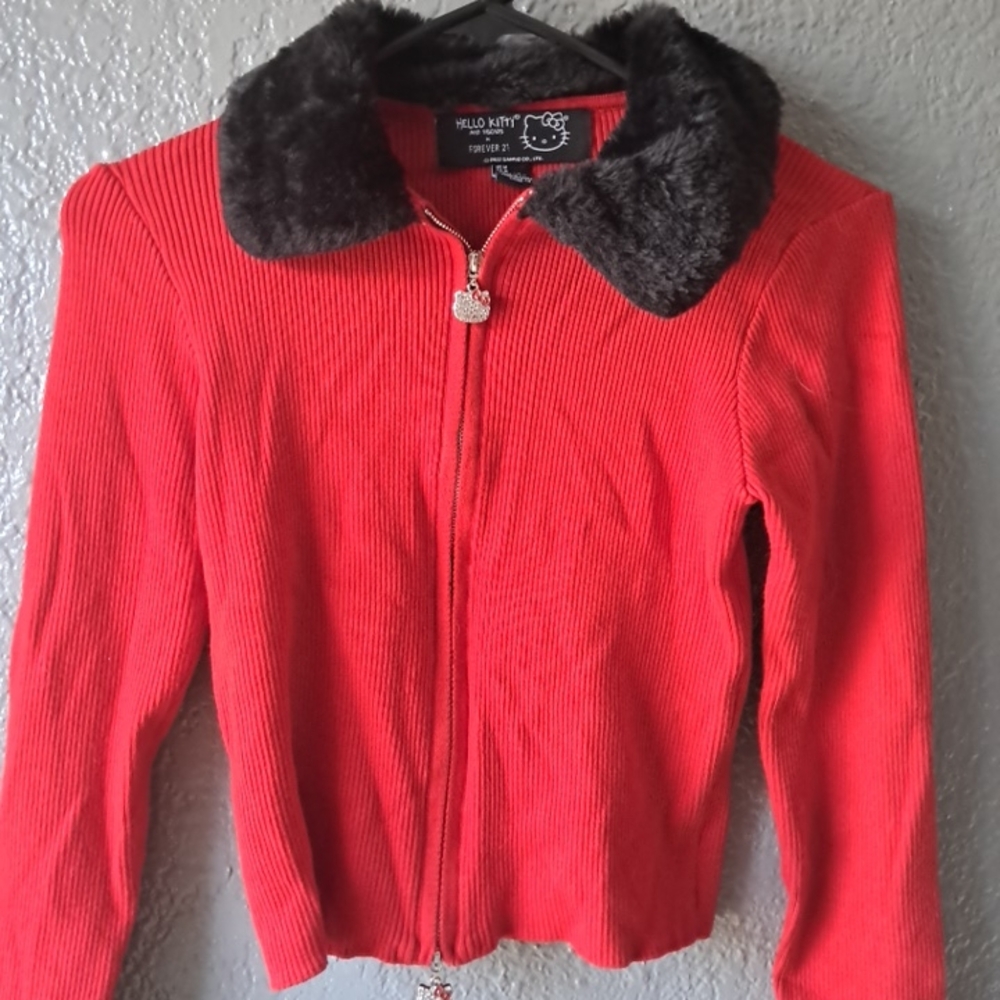 Hello Kitty Red Jacket with Faux Fur Collar